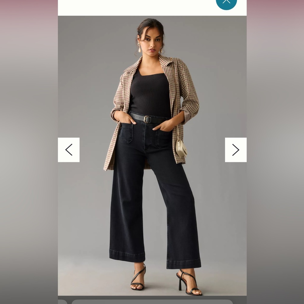 Anthropologie Maeve Colette Cropped Wide Leg High Rise Black Jeans Size 29. EUC